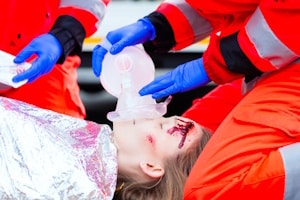 Nach einem Unfall mit Verletzten ist sofort der Krankenwagen mit einem Notruf zu informieren.