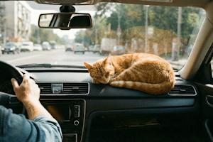 Auch eine Katze darf im Auto nicht ungesichert mitfahren.