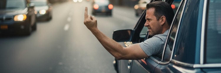 Wann können Sie einen Mittelfinger im Straßenverkehr anzeigen?